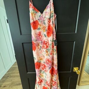 Floral Maxi Dress - Red and Pink